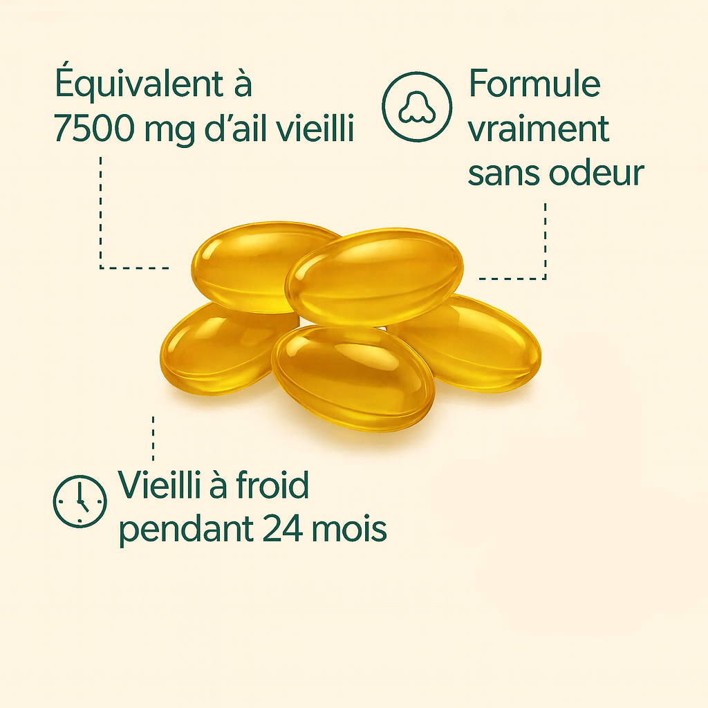 Extrait d’ail vieilli, 7500 mg, inodore